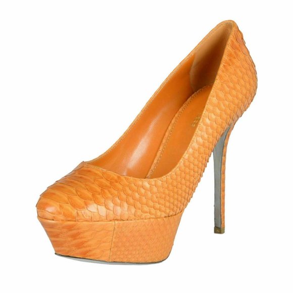 Sergio Rossi Python Skin High Heel Platform Pumps